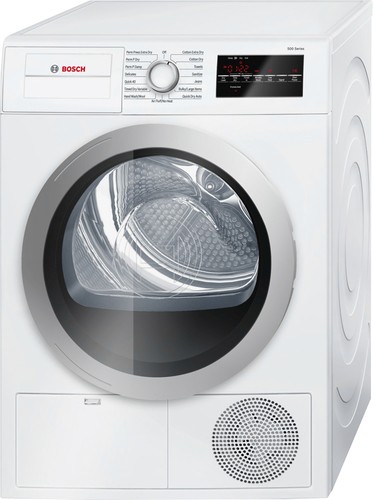 Bosch - 500 Series 4.0 Cu. Ft. 15-Cycle High-Efficiency Compact Electric Dryer - White/Silver