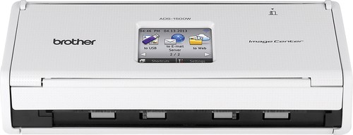 Brother - ADS-1500W Compact Wireless Color Desktop Scanner with Duplex and Web Connectivity - White