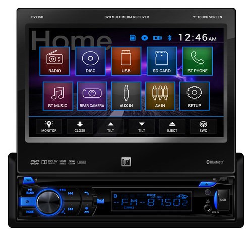 Dual - 7" - CD/DVD - Built-In Bluetooth - In-Dash Deck with Detachable Faceplate - Black